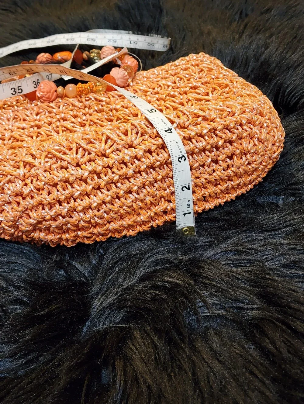 Gorgeous Handwoven Floral Beaded Handle Straw Tote Bag in Coral Orange